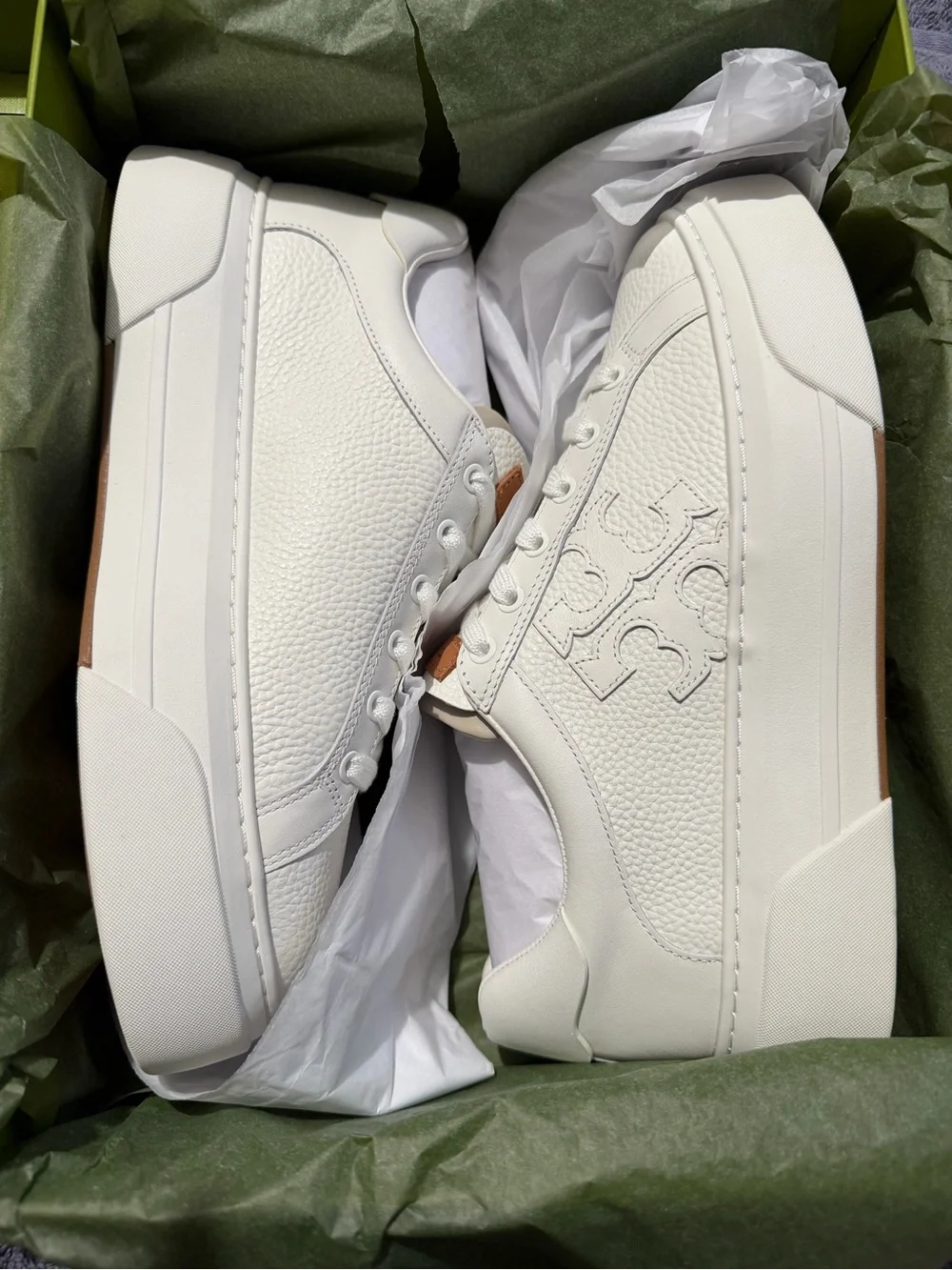 Tory Burch White Leather Platform Sneakers